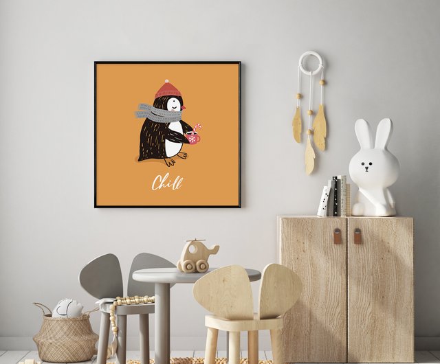 絵画　雪だるまとペンギン 2　A4サイズ　原画　額縁無し 絵画 雪だるまとペンギン 2 A4サイズ 原画 額縁無し正規 品