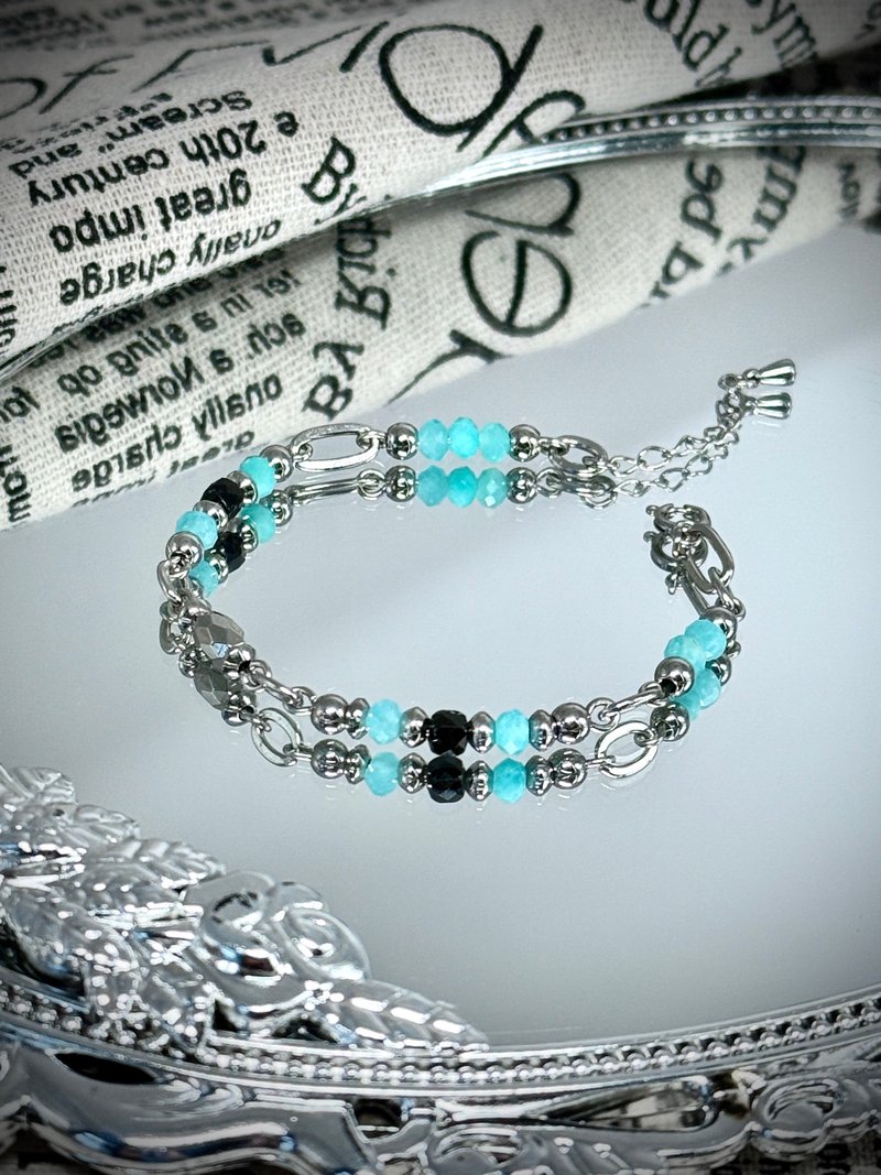 浪漫效應天河石設計手鍊 - 醫療鋼/天河石/黑碧璽 - 手鍊/手環 - 水晶 綠色