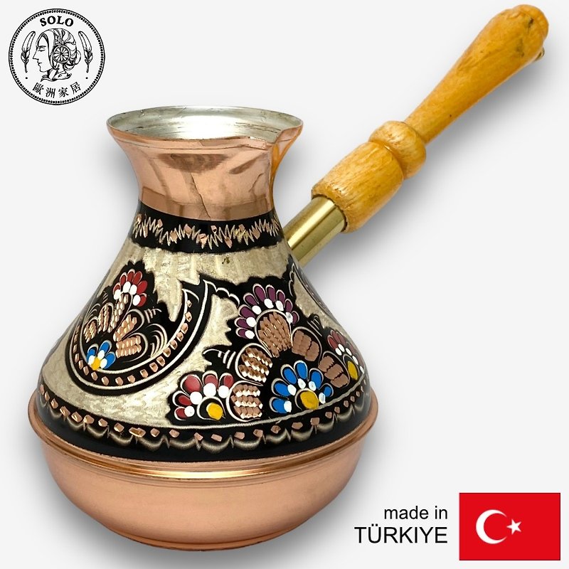 SOLO European Home-Turkish handmade Bronze Russian coffee pot 520ML (glaze color) - Coffee Pots & Accessories - Copper & Brass Brown