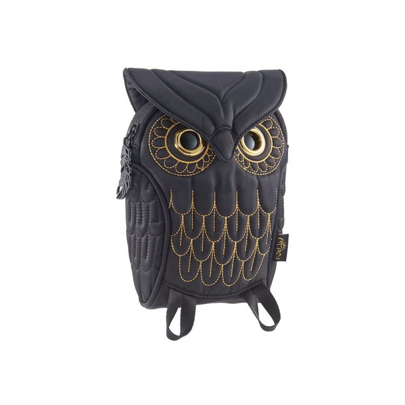 Morn Creations Genuine Owl Belt Bag (M) - Black Gold Thread - อื่นๆ - วัสดุอื่นๆ สีดำ