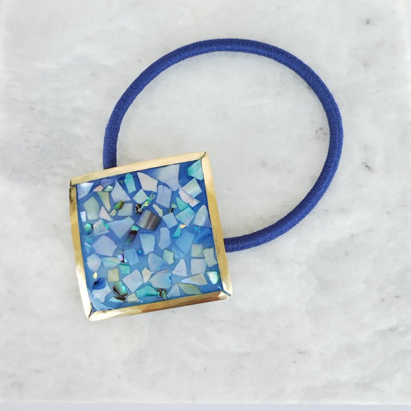 Hydrangea blue diamond hair rubber - Hair Accessories - Shell Blue