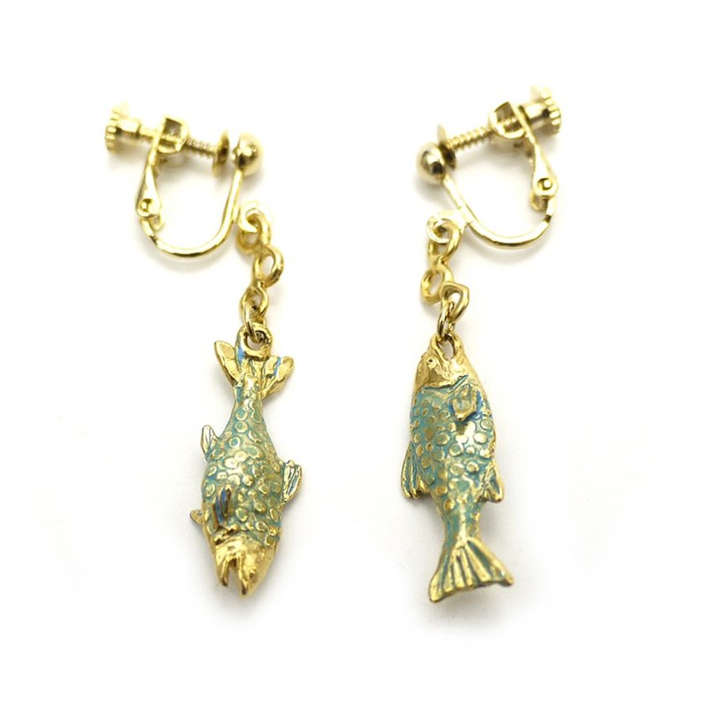Sky Salmon EA Sky Salmon / Clip-On EA015 - Earrings & Clip-ons - Other Metals Green