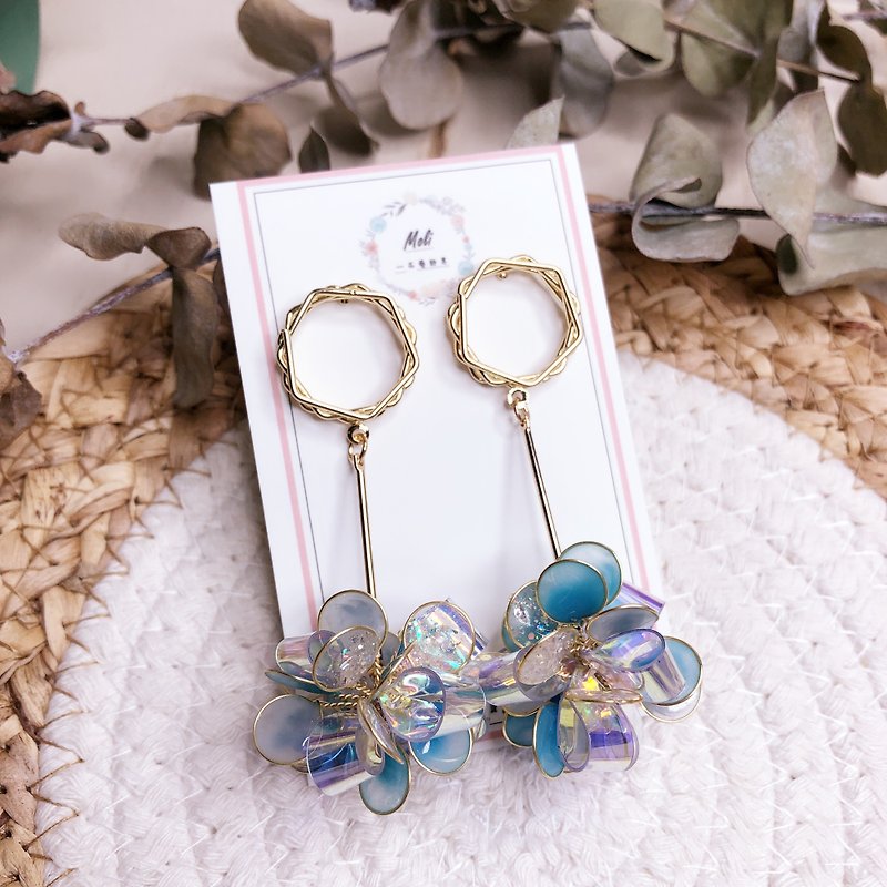Wishing Crystal Bubble Straight Hexagonal Ear Pins - Earrings & Clip-ons - Resin Multicolor