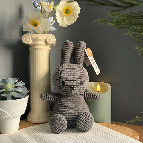 Miffy × BON TON TOYS BON TON TOYS 米菲兔ECO燈芯絨填充玩偶-灰 23/33CM