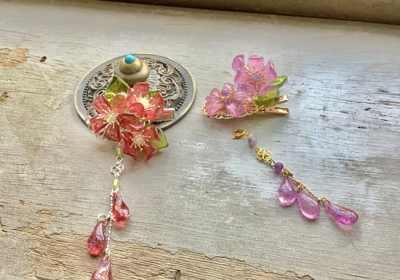 Meow Handmade~Snow Willow Flower Clip B - Hair Accessories - Other Materials Multicolor