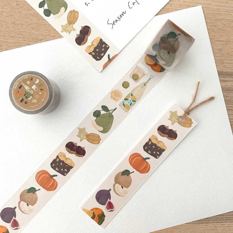美味小食堂 / 豐收果實之秋紙膠帶(寬3cmx長5m) - 紙膠帶/和紙/PET - 紙 多色