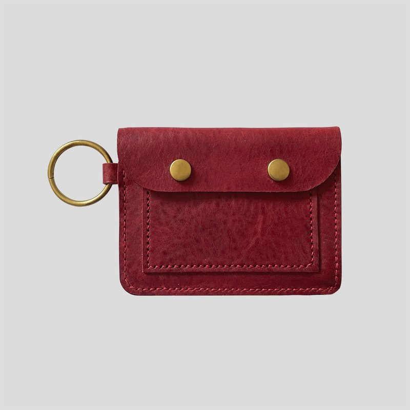 Handmade Leather Card Holder 2.0 Portable Card Holder Vegetable Tanned Leather Distressed Red - Coin Purses - Genuine Leather Red