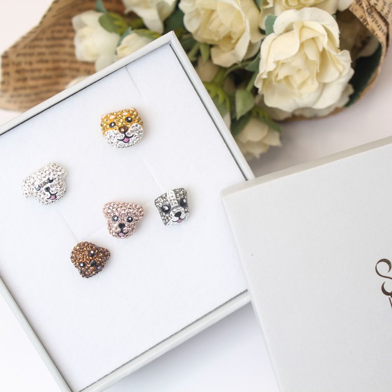 【SWS飾品】馬爾濟斯水鑽耳環  狗狗耳環 寵物系列 施華洛世奇 - 耳環/耳夾/耳骨夾 - 其他材質 多色