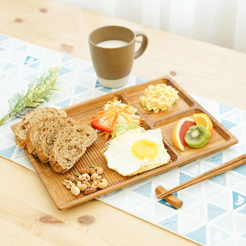 Natural Teak Brunch Plate-Striped 35X24.5/Camping Picnic/Dinner Plate/Unpainted Eatable Safe - จานและถาด - ไม้ สีนำ้ตาล
