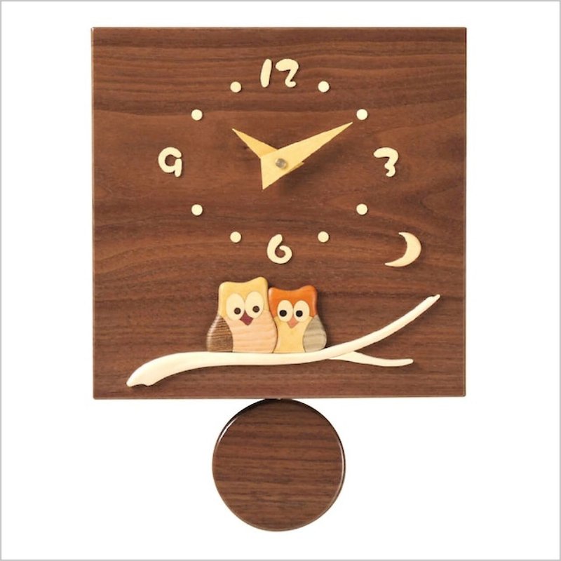 北海道旭川工房 ペッカー F10 フクロウ ウォールナット振り子時計 - 時計 - 木製 