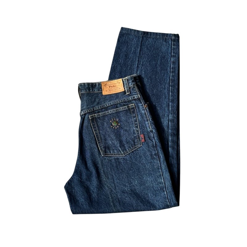 90s Polo Ralph Lauren 美國製 深色丹寧長褲 - 男長褲/休閒褲 - 棉．麻 藍色