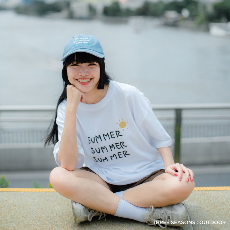 Three seasons, Changeable color t-shirt - 帽T/大學T - 棉．麻 白色