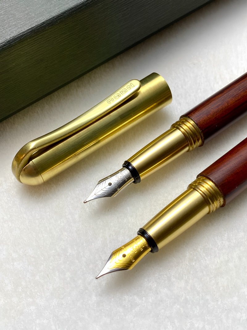 3952 Old Goat - Rosewood original Bronze white/two-color steel tip fountain pen - ปากกาหมึกซึม - วัสดุอื่นๆ 