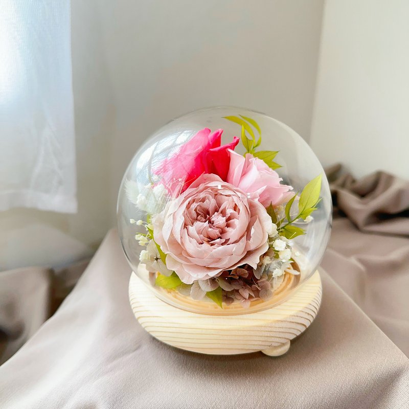 蒔漫花間—暖春私語 永生花玻璃盅 情人節禮物 母親節禮物 - 乾燥花/永生花 - 植物．花 粉紅色