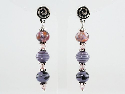AGATIX Lilac Lampwork Murano Glass Earrings Dangle Drop Long Statement Earrings Jewelry