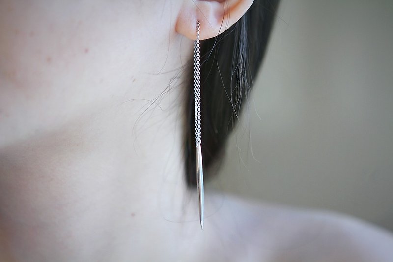 極簡氣質純銀鍍18K金 耳線 - 耳環/耳夾 - 純銀 銀色