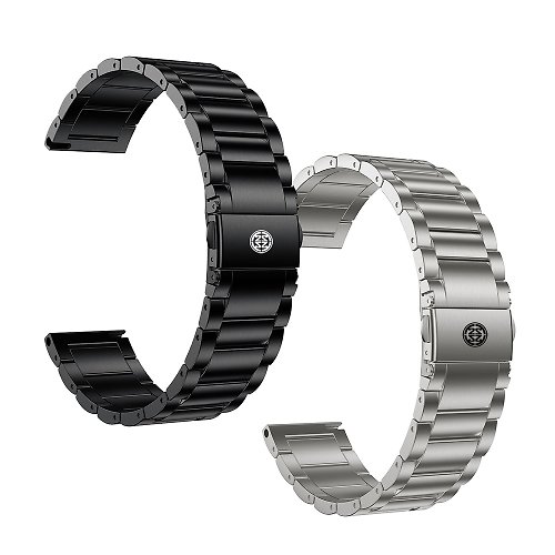 TIGT 鈦金趨勢 預購-22mm 通用型鈦表帶 鈦金屬錶帶 + 鈦金屬錶扣 黑色 or 銀