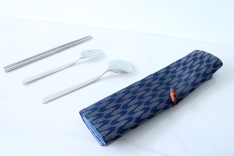 Tableware bag - wave - Other - Cotton & Hemp Blue