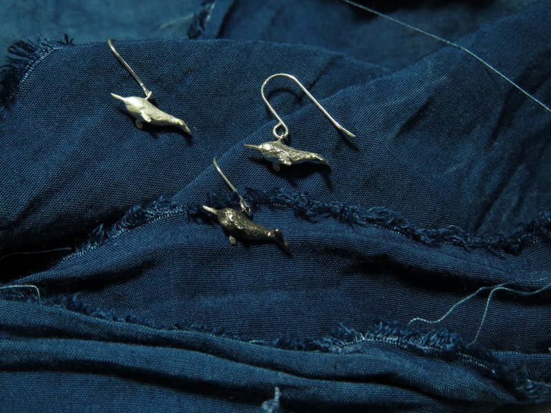 【925 Silver Jewelry LOU】Ocean Series - Narwhal (single sale) - Earrings & Clip-ons - Silver Silver