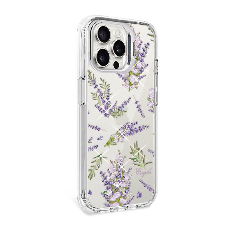 iPhone full range of shockproof dual-material invisible stand crystal colored diamond mobile phone case - fresh - lavender - Phone Cases - Other Materials Multicolor