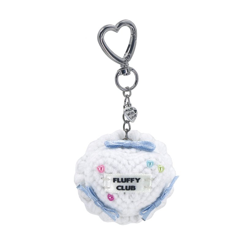 HEART LOVE  MINI CAKE  KEYCHAIN (WHITE CREAM) - 鑰匙圈/鑰匙包 - 繡線 白色