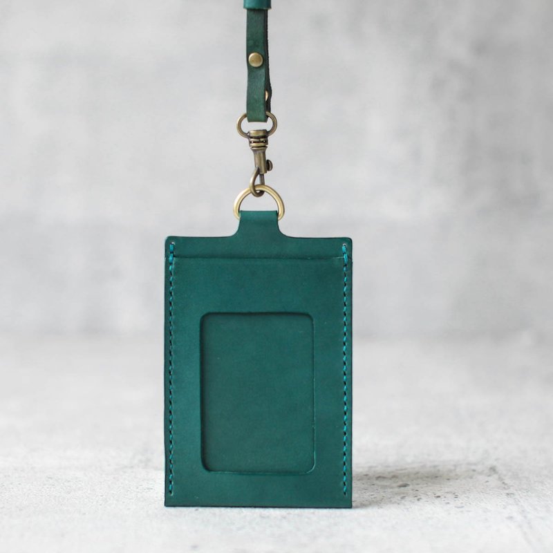 Lake green leather ID card case - ID & Badge Holders - Genuine Leather Green