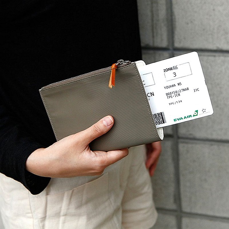 South Korea ithinkso zipper zipper ZIP PASSPORT COVER passport boarding card change receipt and other storage - กระเป๋าสตางค์ - เส้นใยสังเคราะห์ 