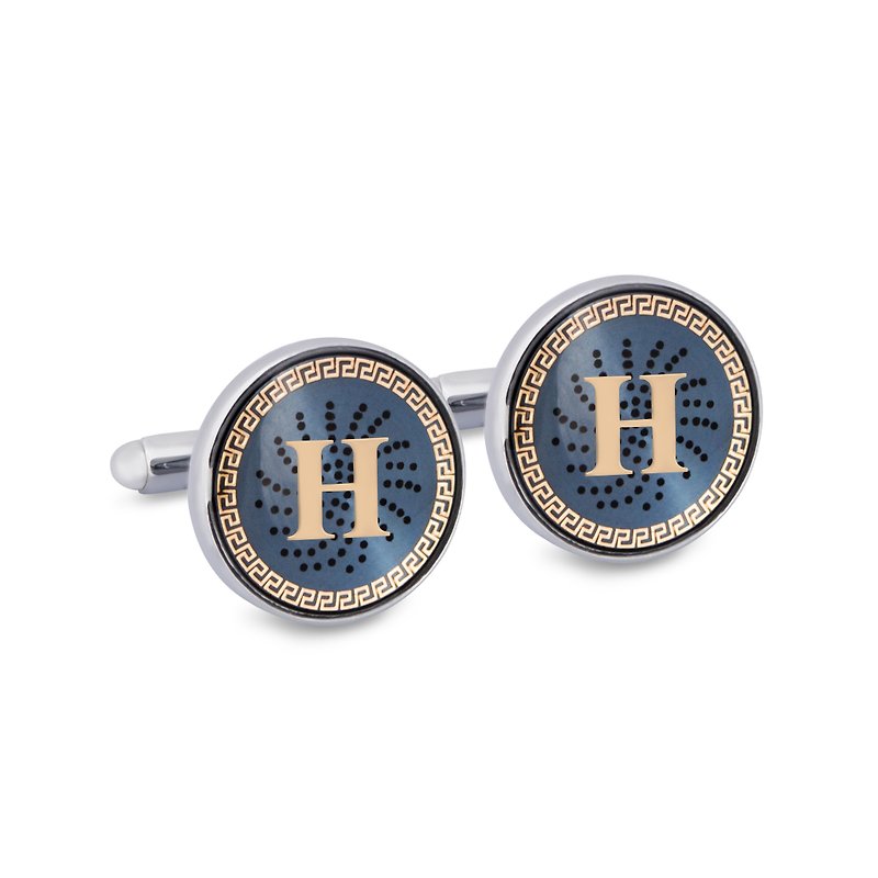字母H袖釦 - 袖口鈕 - 其他金屬 藍色