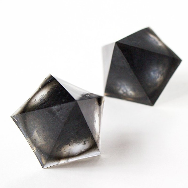 Pentagon dome earrings (noctiluca) - Earrings & Clip-ons - Plastic Black