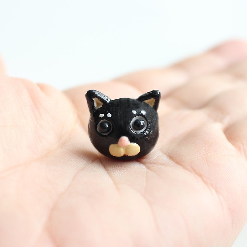 Black Cat Earring - single earrings - Earrings & Clip-ons - Pottery Black