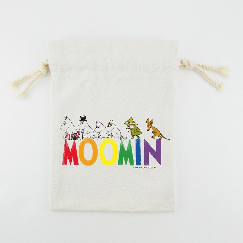 Moomin Authorized-Drawstring Pocket/Storage Bag/Universal Bag Happy Family (Large/Medium/Small) - Toiletry Bags & Pouches - Cotton & Hemp Multicolor