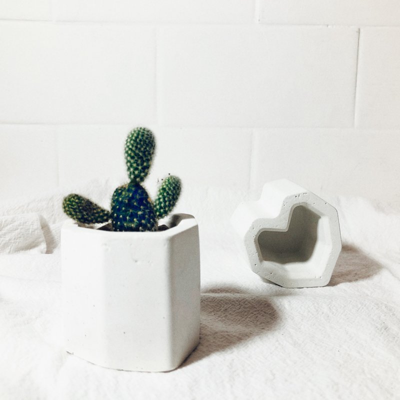 [Christmas Gift] Pure Series-Heart-Shaped Mud Pot/Texture White - Plants - Cement White