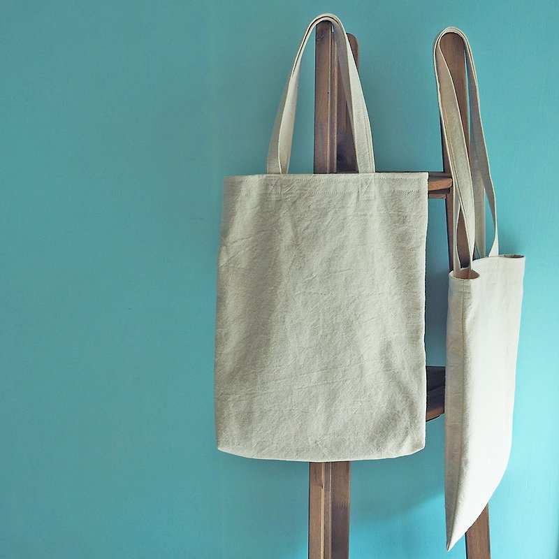howslife want simple series hand-made bag (long shoulder side backpack/short handle wide bottom) germ white - กระเป๋าแมสเซนเจอร์ - ผ้าฝ้าย/ผ้าลินิน ขาว