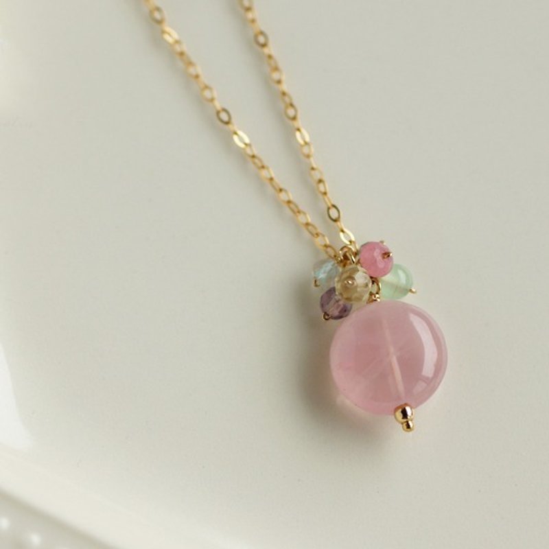 14kgf - cherry blossom pendant - สร้อยคอ - เครื่องเพชรพลอย สึชมพู
