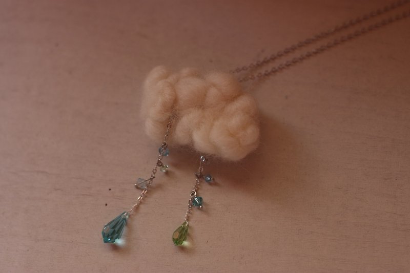 Turkey Blue Mixed Grass Green Raindrop Necklace - Necklaces - Wool White