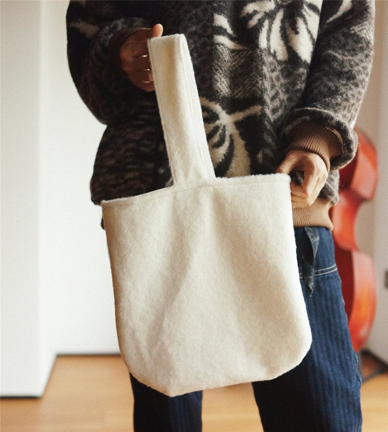 White Color Wool Cashmere Handmade Patchwork Winter Small Handbag Handbag - Handbags & Totes - Wool White