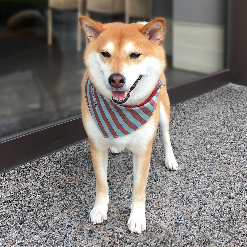 Dogs exclusive name scarf - Custom (medium dogs) - khaki stripes - Collars & Leashes - Cotton & Hemp Khaki