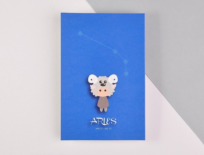 The 12 constellations character birthday card and postcard - Aries - การ์ด/โปสการ์ด - กระดาษ สีน้ำเงิน
