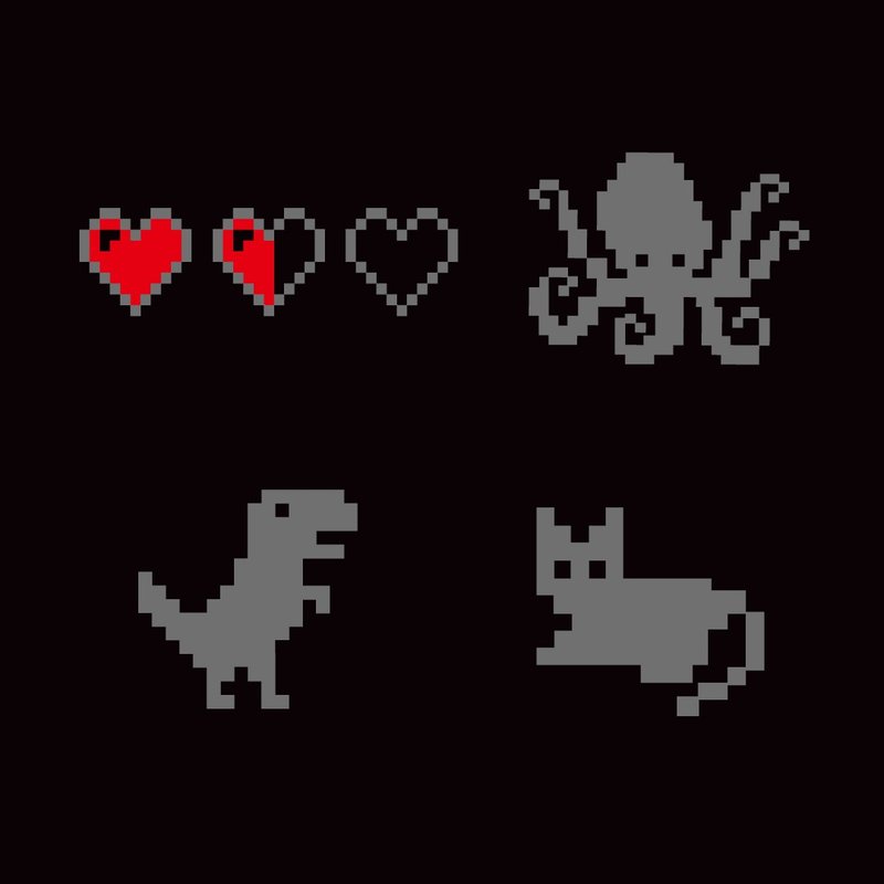 8bit像素 像素風 愛心 貓咪 章魚 恐龍 反光貼紙 趣味貼紙 車貼 - 貼紙 - 防水材質 
