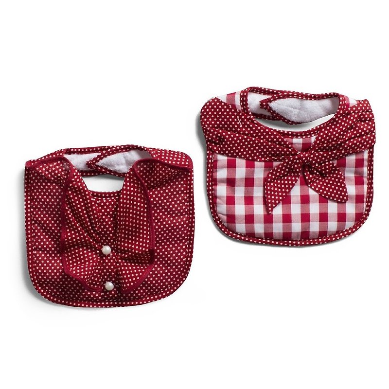 American Frenchie MC Baby Girl Pastoral Wind Foliate Bib 2pcs - Other - Paper Red