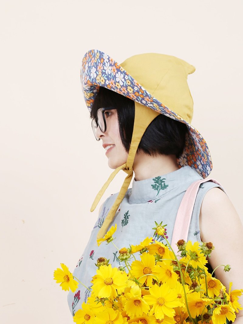 Weaving cloud Linen Linen original design raindrop sun hat female sunscreen flower big brim hat UV protection summer y259 - Hats & Caps - Cotton & Hemp Multicolor