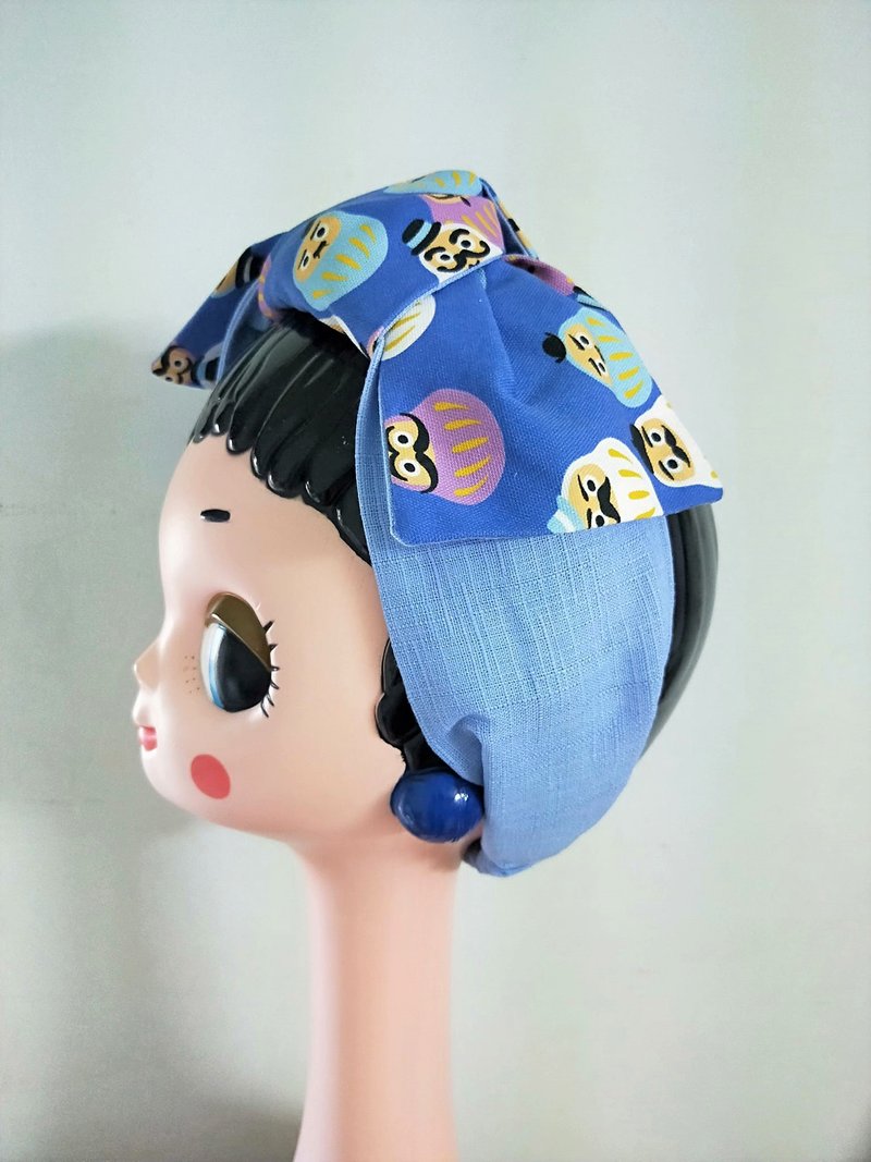 Oversized Bow Headband - Tumbler Blue - ที่คาดผม - ผ้าฝ้าย/ผ้าลินิน สีน้ำเงิน