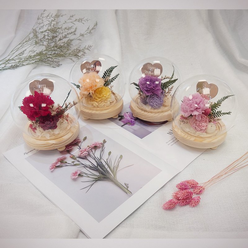 Mother's Day limited eternal flower carnation with lighted glass shade eternal flower gift flower gift Mother's Day - Dried Flowers & Bouquets - Plants & Flowers Red