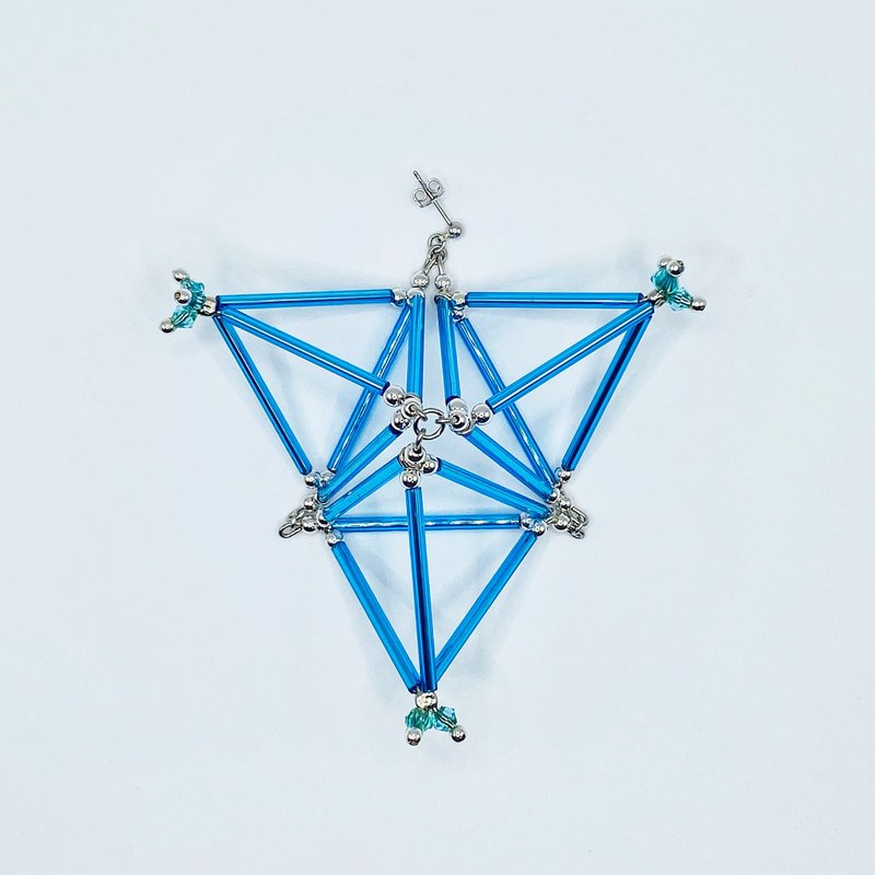 3D Triangle PIERCE/EARRING【LightBlue】 - Earrings & Clip-ons - Glass Blue