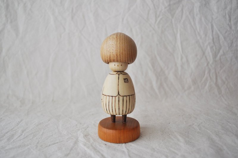 Mushroom girl Kokeshi 5 - Stuffed Dolls & Figurines - Wood Khaki