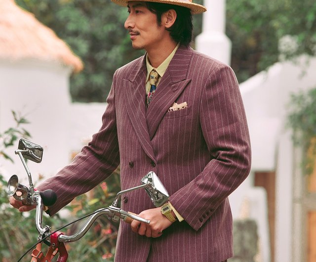 SOARIN 英国風レトロダブルブレストストライプスーツジャケット