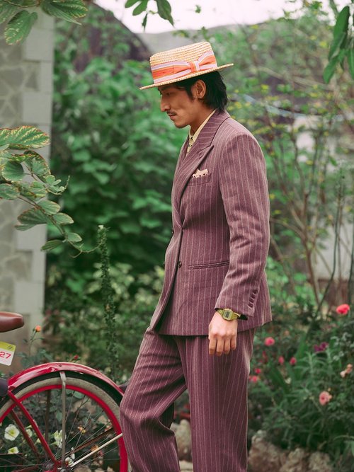 SOARIN 英国風レトロダブルブレストストライプスーツジャケット