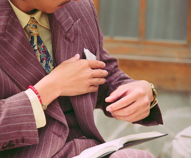 80's ベージュ ストライプ ダブルブレストスーツ Nikkei magazine掲載】【BAKER MODEL】シルクウールミックス
