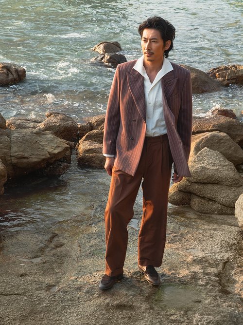 SOARIN 英国風レトロダブルブレストストライプスーツジャケット