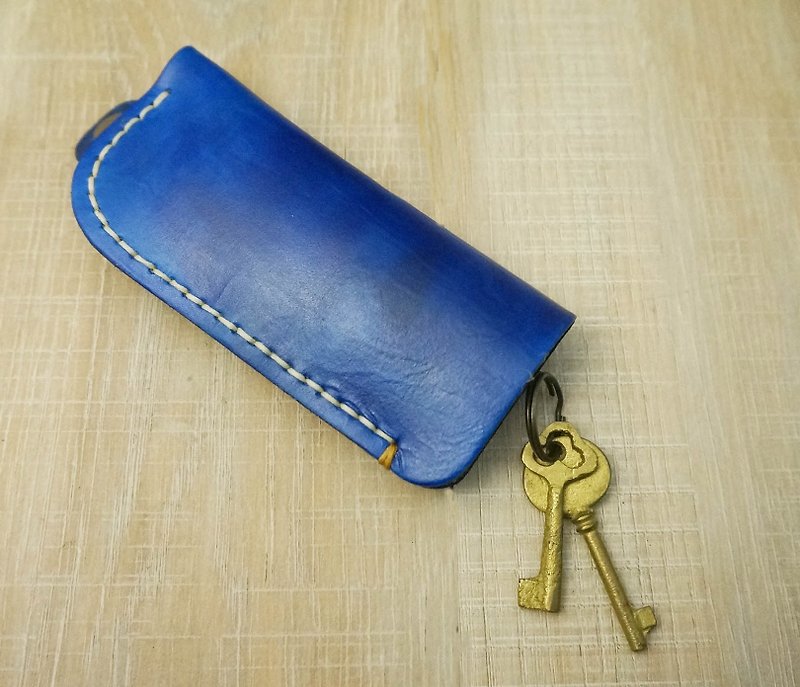 Sienna真皮收納鑰匙包 - 鑰匙圈/鎖匙扣 - 真皮 藍色